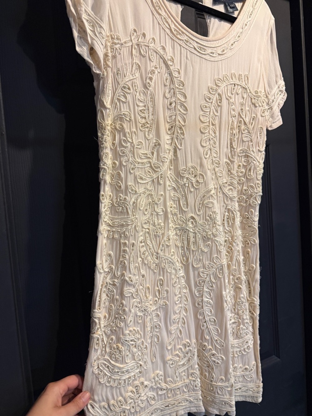 French Connection Ivory Beaded Mini Dress